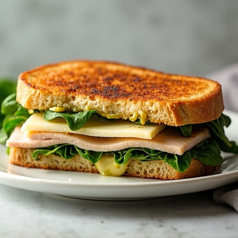 Crispy Grilled Turkey Pesto Panini