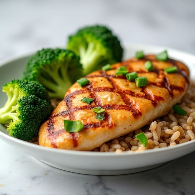 Grilled Chicken with Steamed Broccoli and Brown Rice