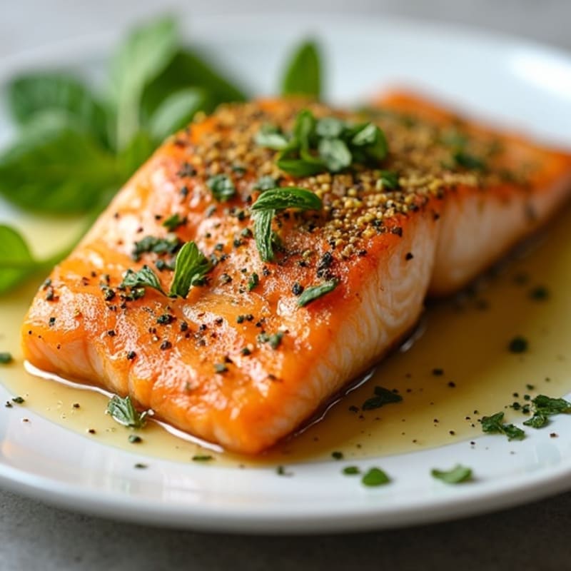 Herb-Crusted Pan Seared Salmon with Lemon