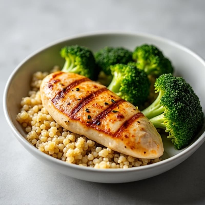 Grilled Chicken Breast with Quinoa and Steamed Broccoli
