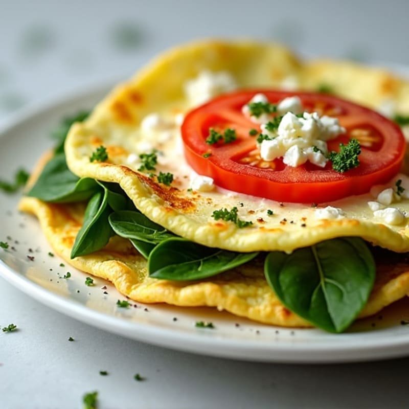 Fluffy Egg White Spinach Feta Omelette