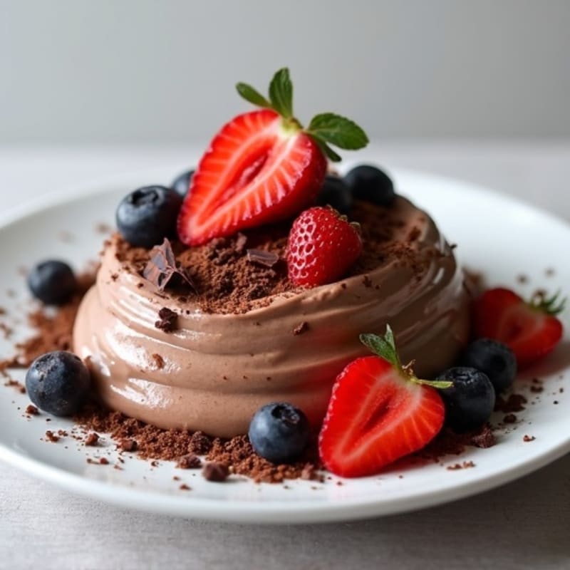Chocolate Greek Yogurt Protein Mousse with Fresh Berries