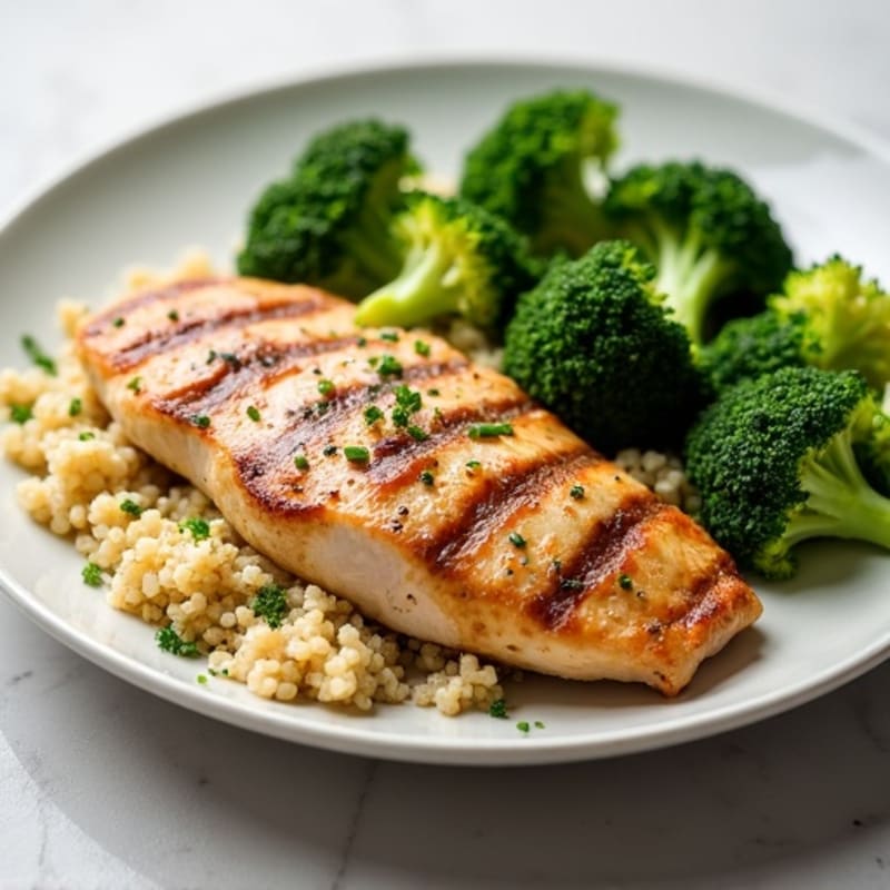 Grilled Turkey Breast with Steamed Broccoli and Quinoa