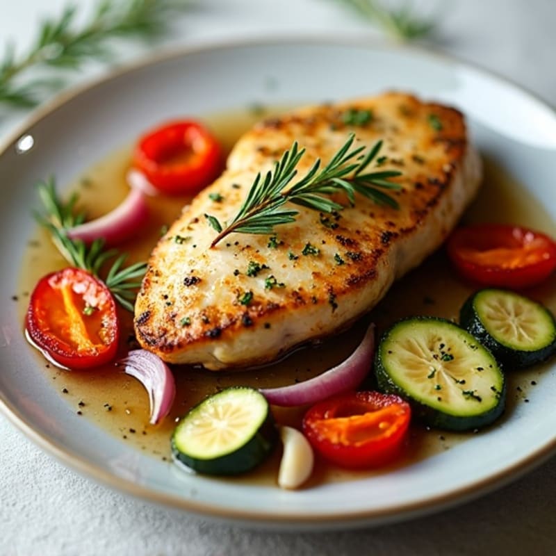 Herb-Crusted Pan Seared Chicken with Roasted Vegetables