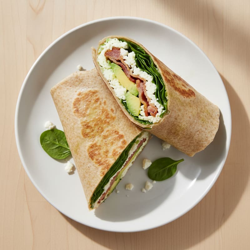 Airfried Egg White and Turkey Bacon Breakfast Wrap