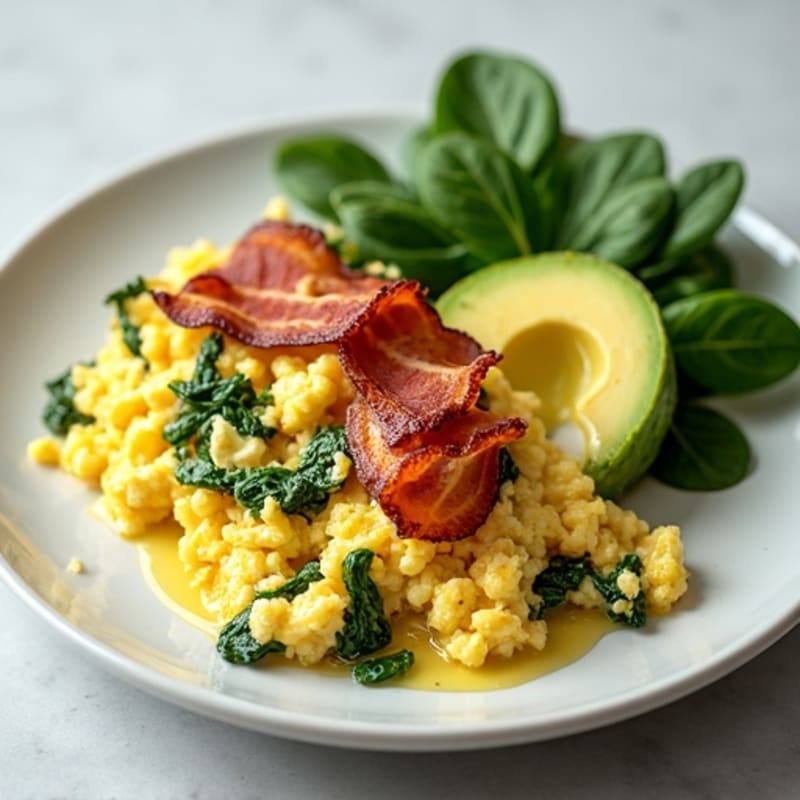 Egg White Scramble with Spinach and Turkey Bacon
