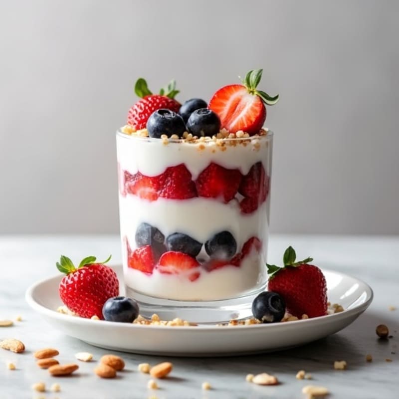 Greek Yogurt Parfait with Fresh Berries and Almonds