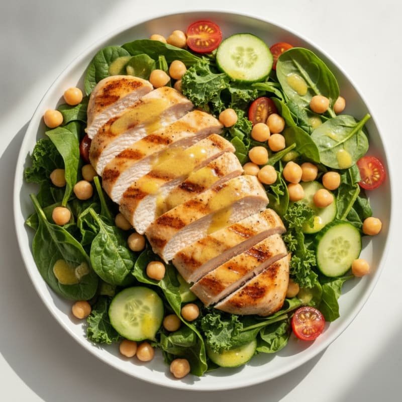 Grilled Chicken Breast Salad with Chickpeas and Lemon Vinaigrette