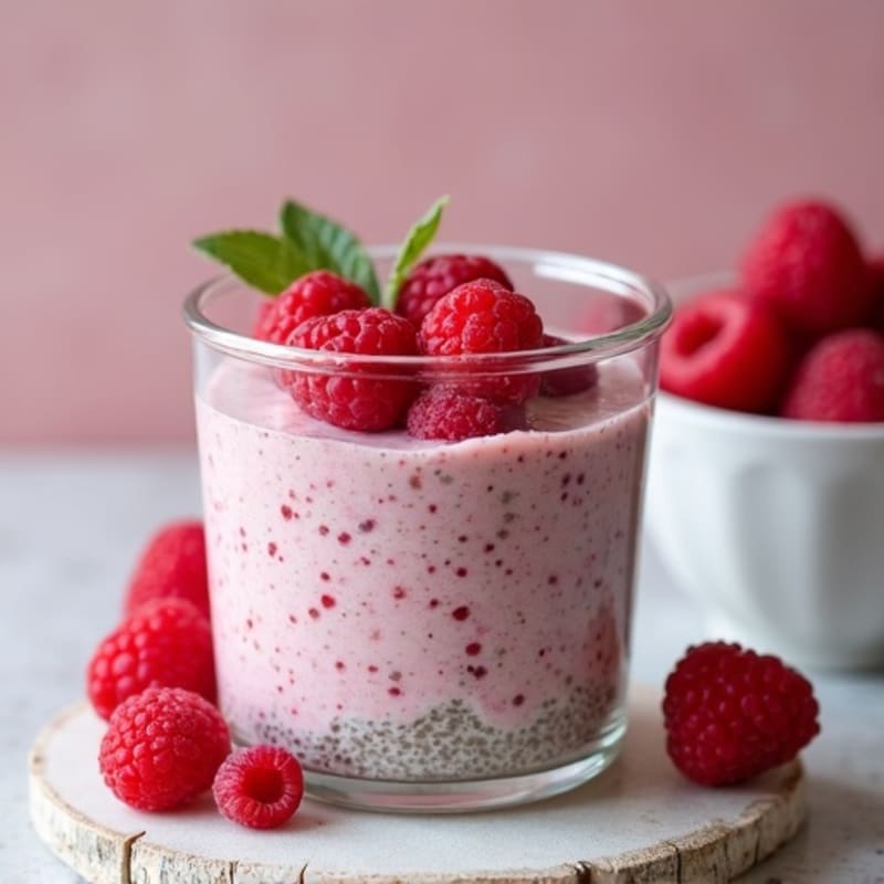 Creamy Raspberry Vanilla Protein Chia Pudding