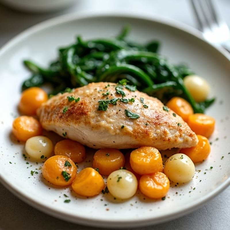Creamy Sweet Potato Gnocchi with Herb-Seared Chicken and Garlicky Spinach