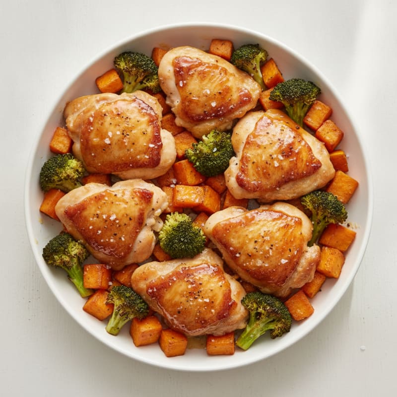Sheet Pan Honey-Garlic Chicken and Sweet Potatoes