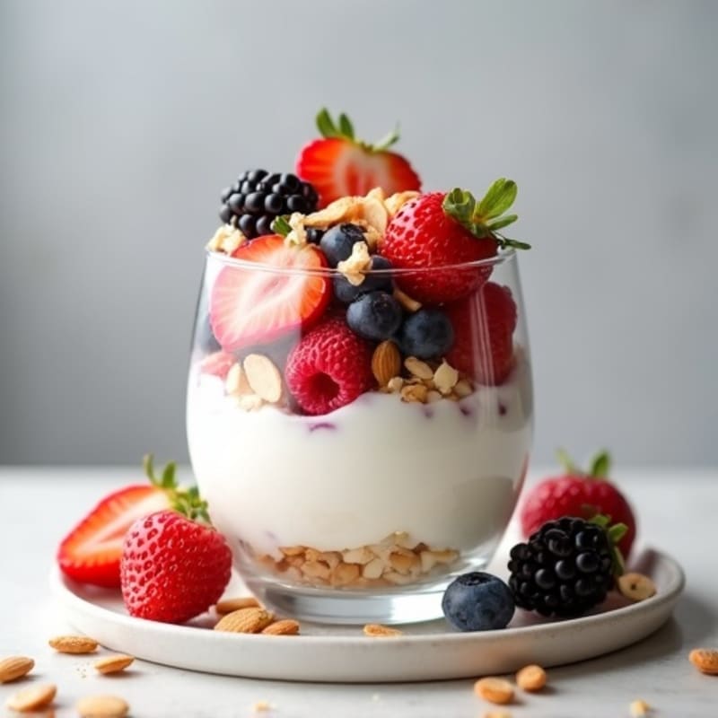 Creamy Greek Yogurt Parfait with Almonds and Fresh Berries