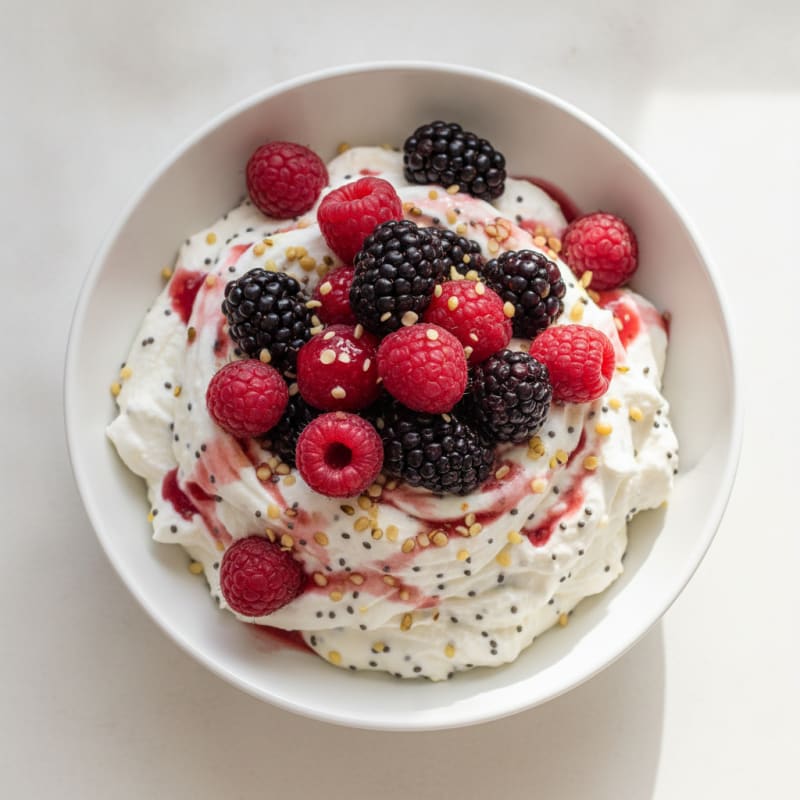 Creamy Greek Yogurt Protein Mousse with Mixed Berries