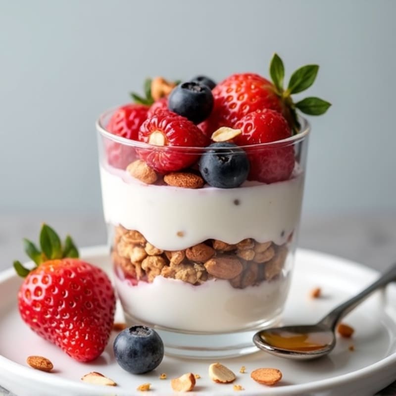 Greek Yogurt Parfait with Fresh Berries and Almonds