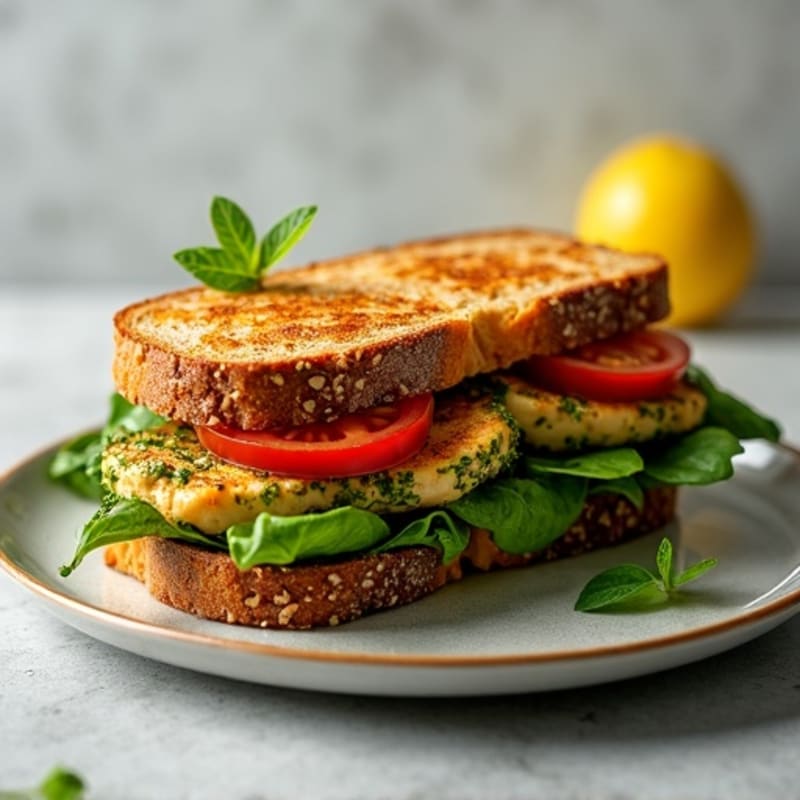 Grilled Chicken Pesto Sandwich with Fresh Spinach