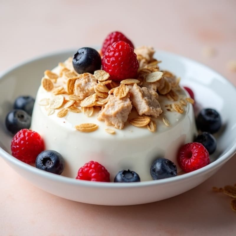 High-Protein Greek Yogurt Mousse with Shredded Chicken and Berries