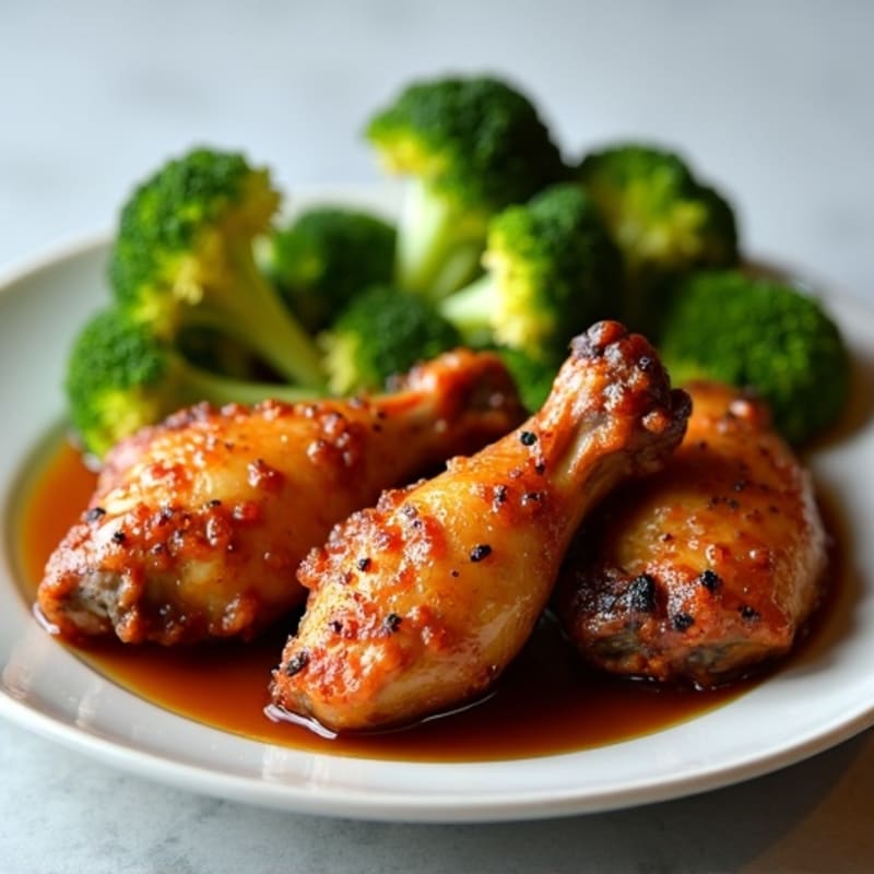 Crispy Baked Honey Garlic Chicken Wings with Roasted Broccoli