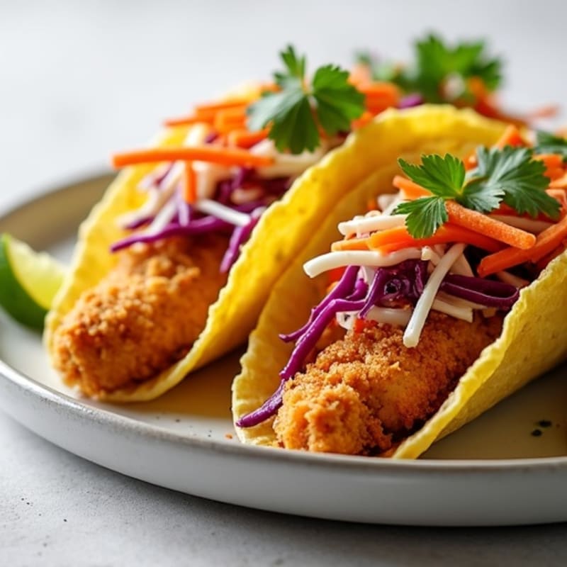 Crispy Chicken Tacos with Fresh Slaw