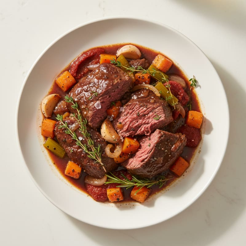 Tender Red Wine Braised Beef