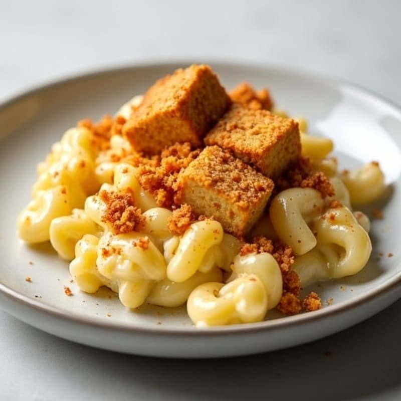 Baked Cauliflower Mac with Crispy Chickpea Crumbs