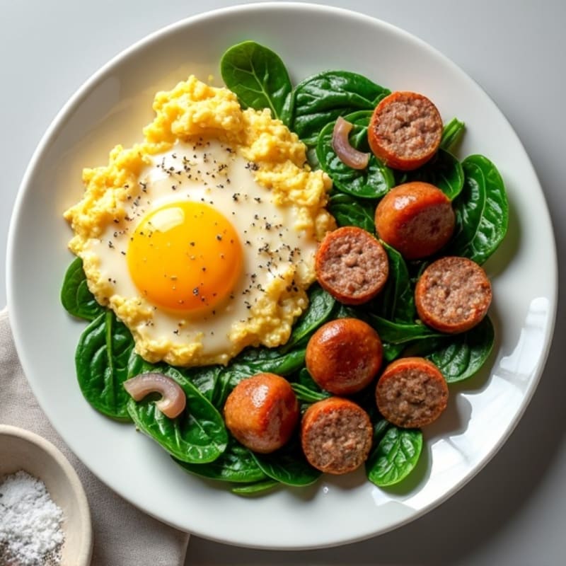 Egg White and Turkey Sausage Scramble with Spinach