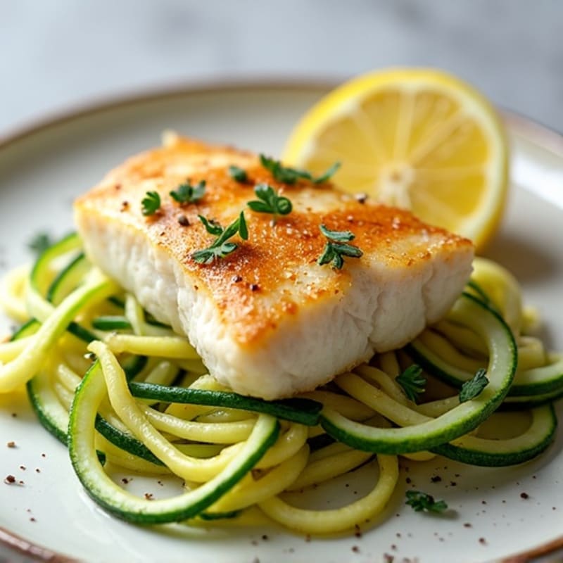 Seared Cod with Zucchini Noodles