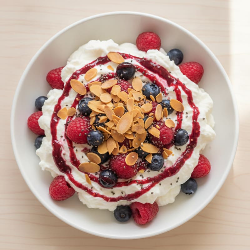 Greek Yogurt Protein Mousse with Mixed Berries
