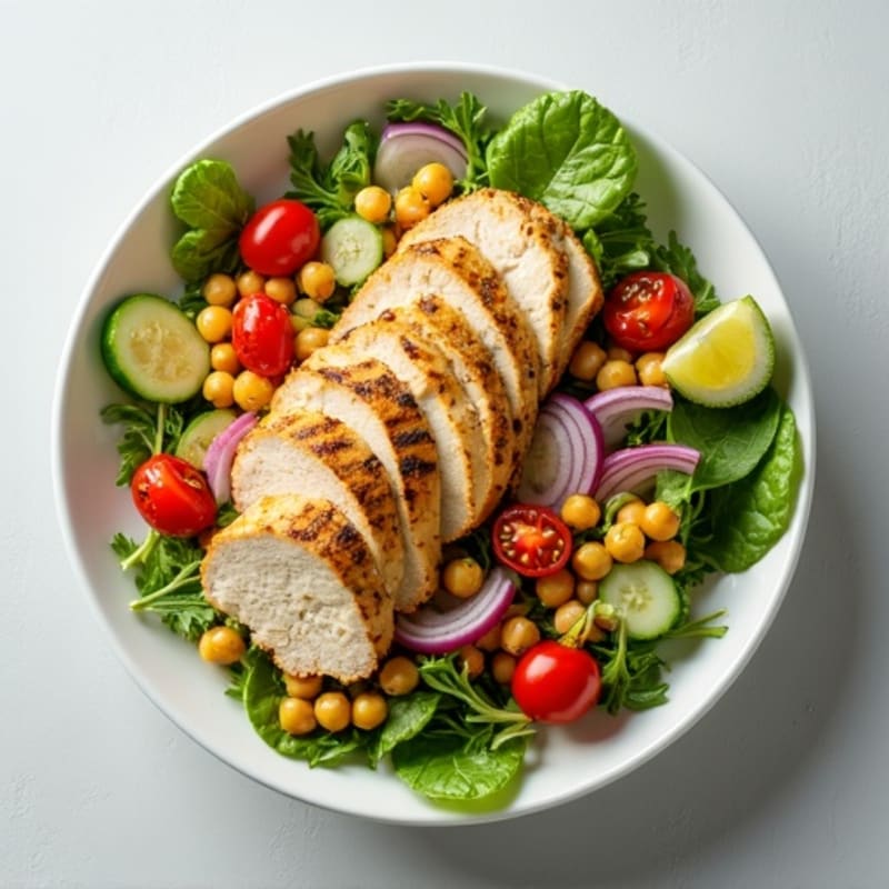 Grilled Turkey Breast Salad with Chickpeas and Lemon Vinaigrette