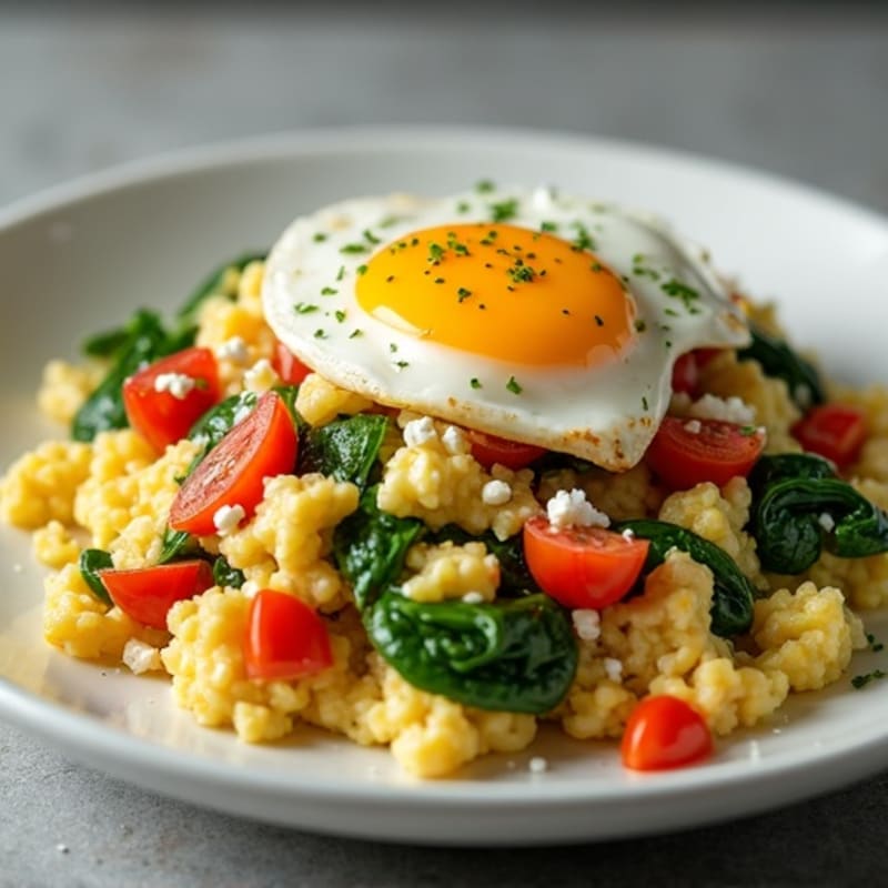 Josy Egg White Scramble with Spinach and Tomato