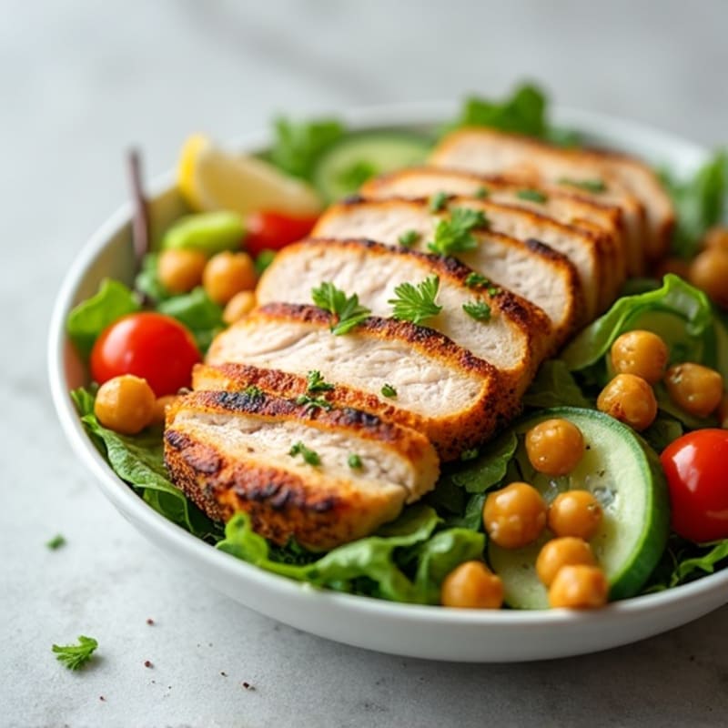 Grilled Turkey Breast Salad with Chickpeas and Lemon Vinaigrette