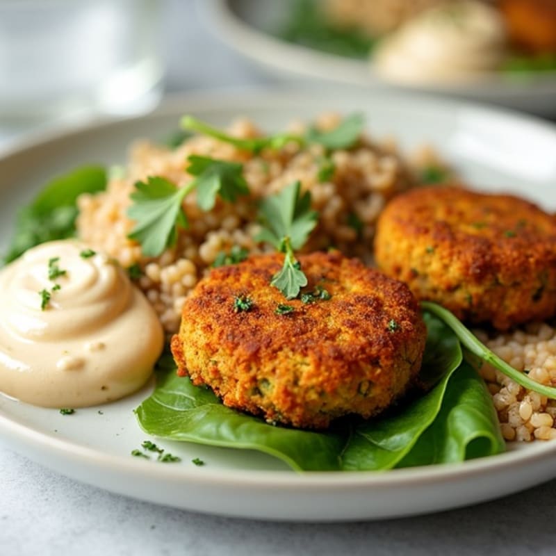 Crispy Baked Falafel with Creamy Tahini Sauce