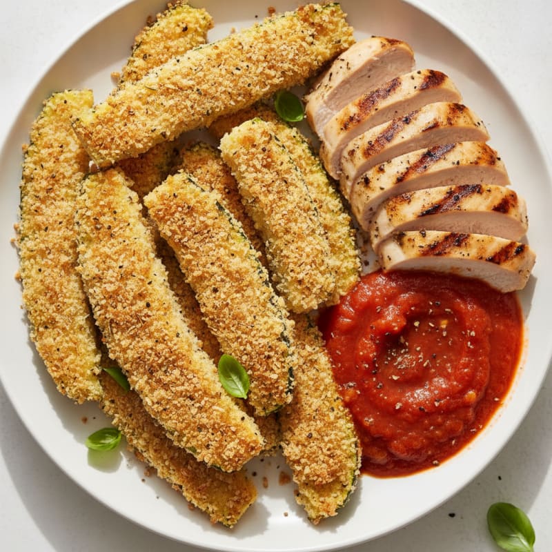 Parmesan-Crusted Zucchini with Marinara Dip