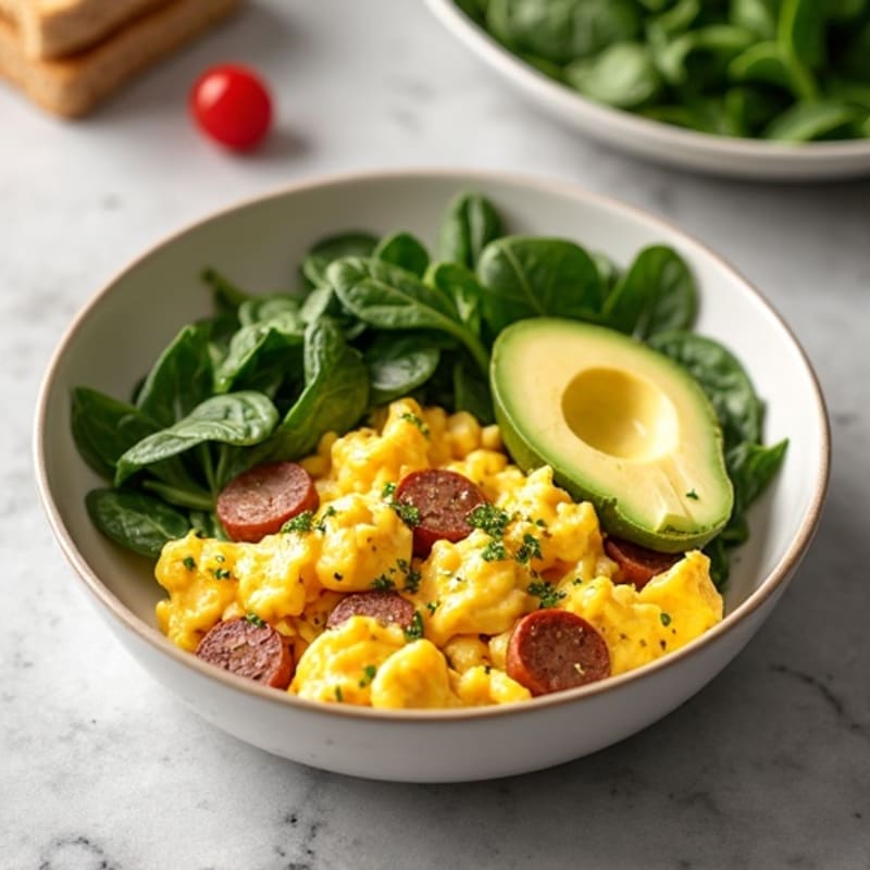 Egg White and Turkey Sausage Scramble with Spinach