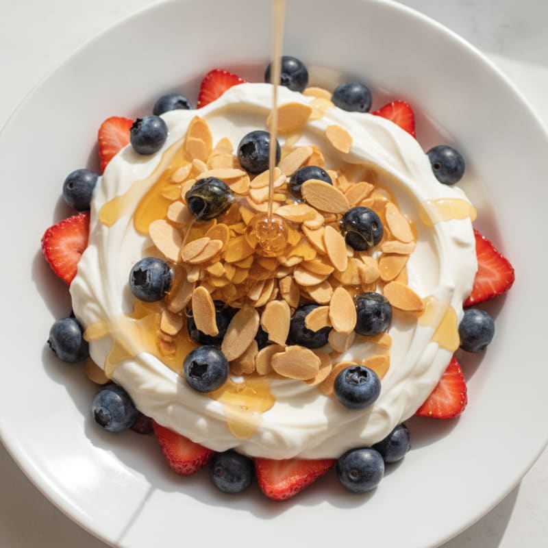 Greek Yogurt Protein Parfait with Berries and Almonds