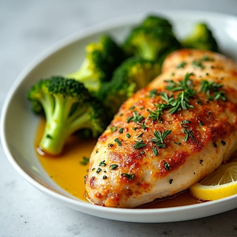 Lemon Herb Roasted Chicken with Crispy Broccoli