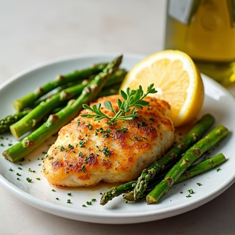 Crispy Lemon Herb Chicken with Roasted Asparagus