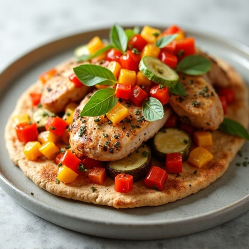 Herb-Spiced Chicken and Roasted Vegetable Flatbread