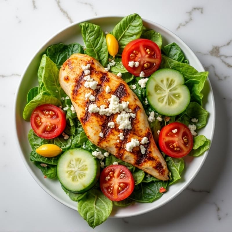 Grilled Chicken Breast Salad with Mixed Greens and Lemon Vinaigrette