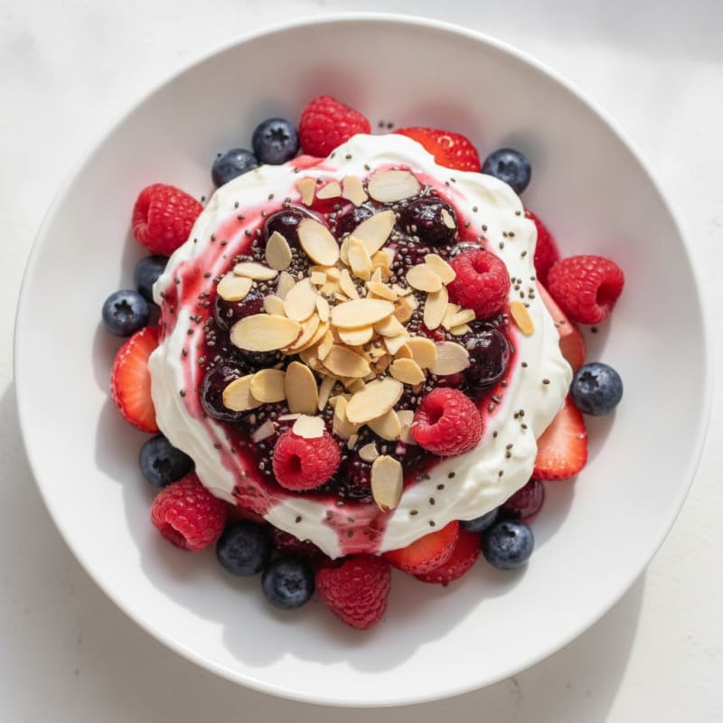 Greek Yogurt Protein Parfait with Mixed Berries