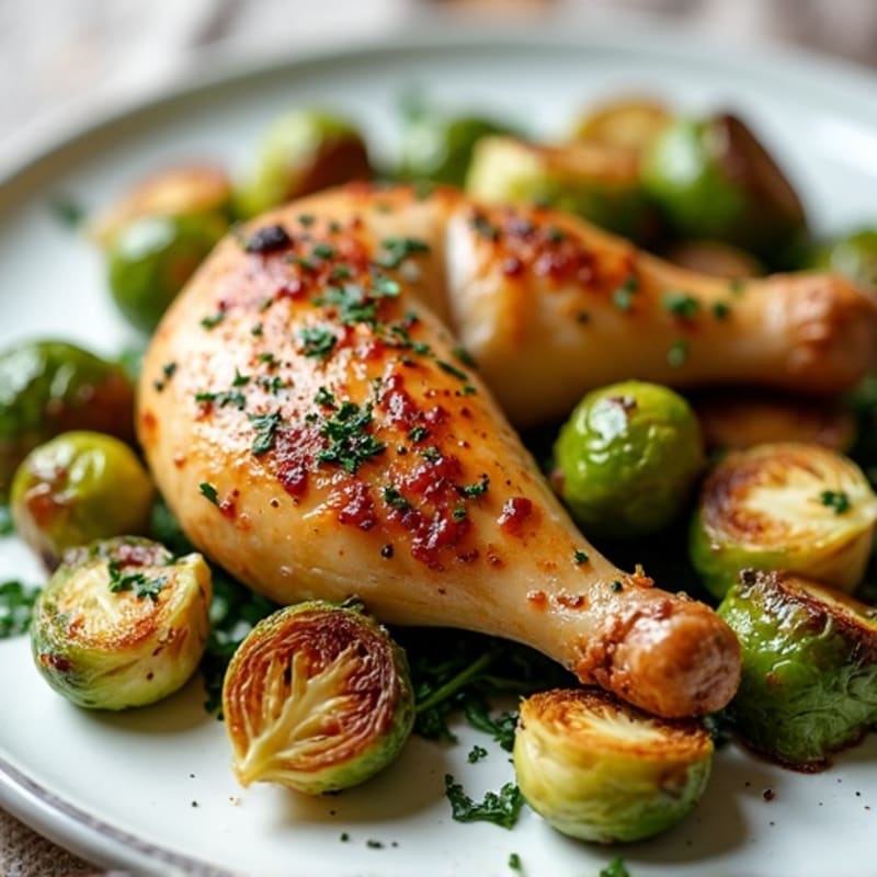 Garlic Herb Roasted Chicken and Crispy Brussels Sprouts
