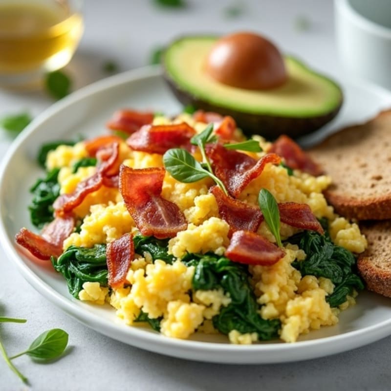 Egg White Scramble with Spinach and Turkey Bacon