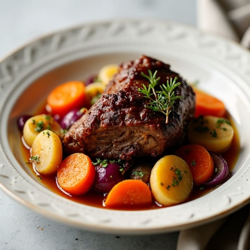 Braised Oxtail with Roasted Root Vegetables