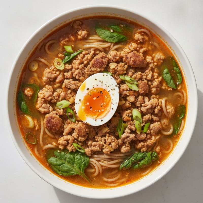 Spicy Sriracha Pork Ramen Soup