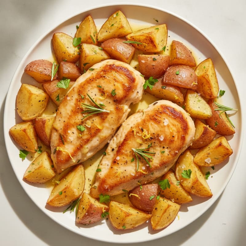 Lemon-Herb Pan-Seared Chicken with Roasted Potatoes