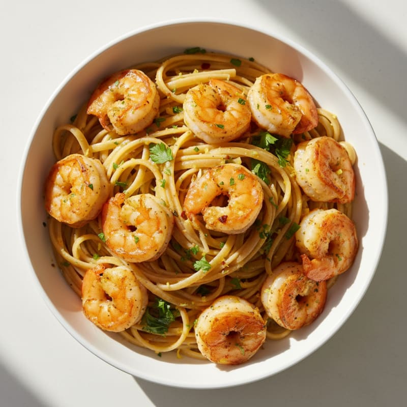 Zesty Garlic Prawn Linguine
