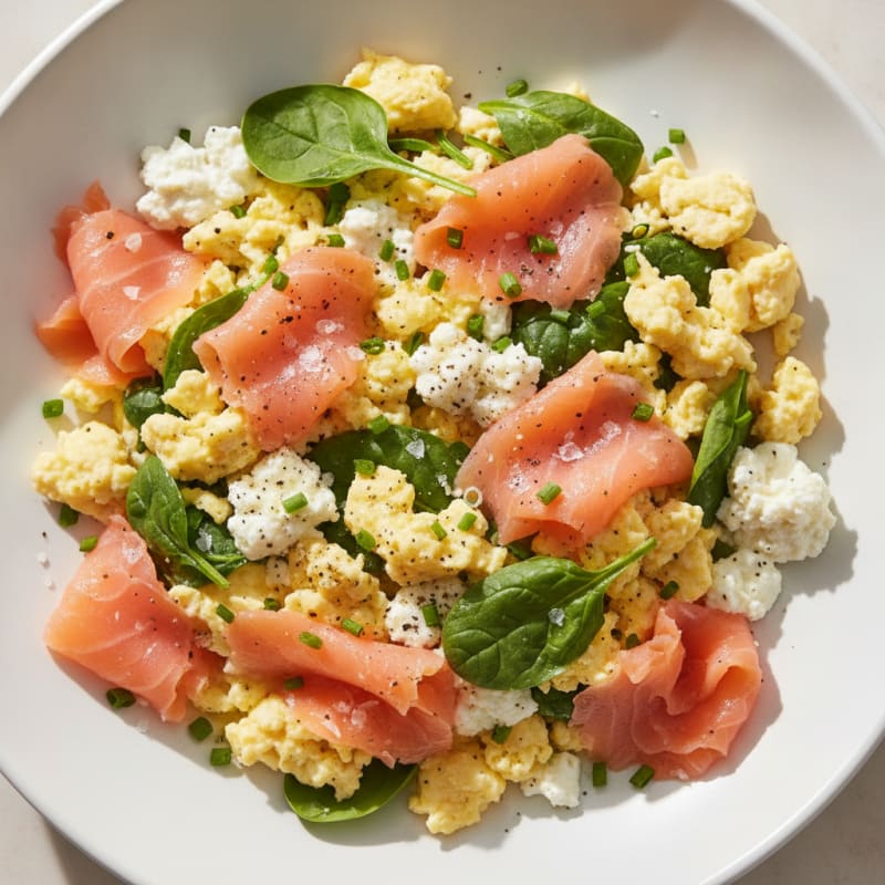 Smoked Salmon Scramble with Cottage Cheese