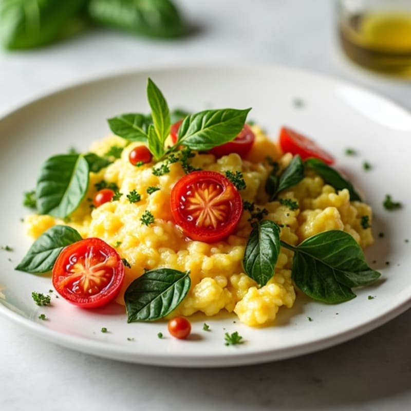Egg White Spinach Scramble with Cherry Tomatoes