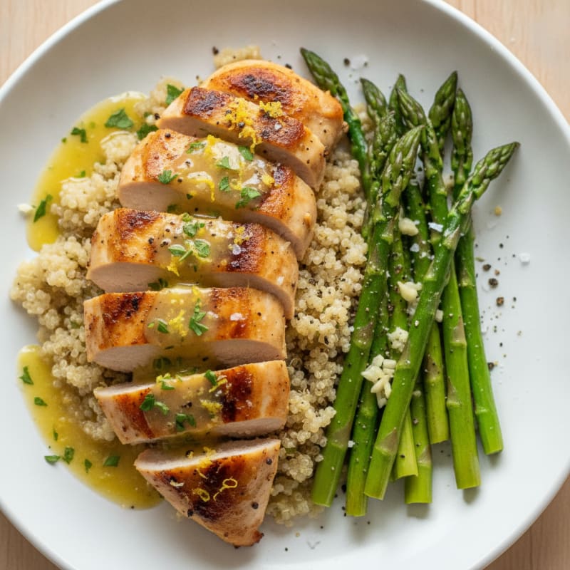 Lemon-Herb Chicken with Quinoa and Asparagus