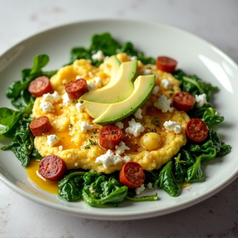 Egg White and Turkey Sausage Scramble with Spinach