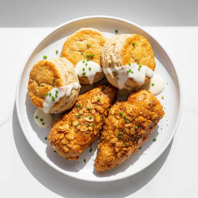 Buttermilk Fried Chicken with Fluffy Biscuits